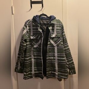 Green Plaid Jacket with Hood